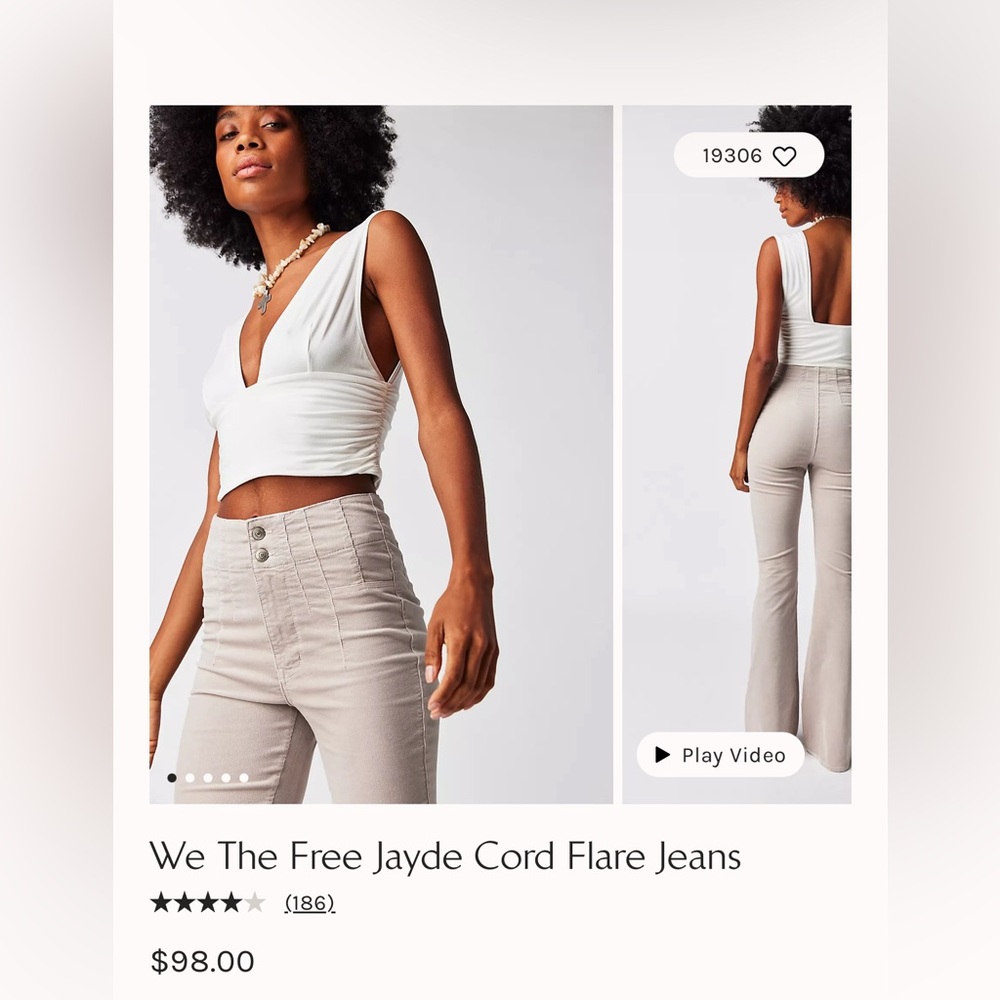 We the Free Jayde Cord Flare Jean Size 26